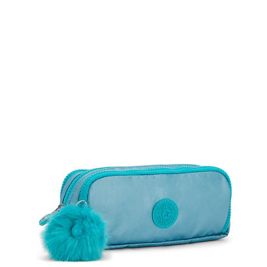 Kipling Gitroy Metallic Pencil Case Bags Natural Aqua Metallic | AU 1904KO